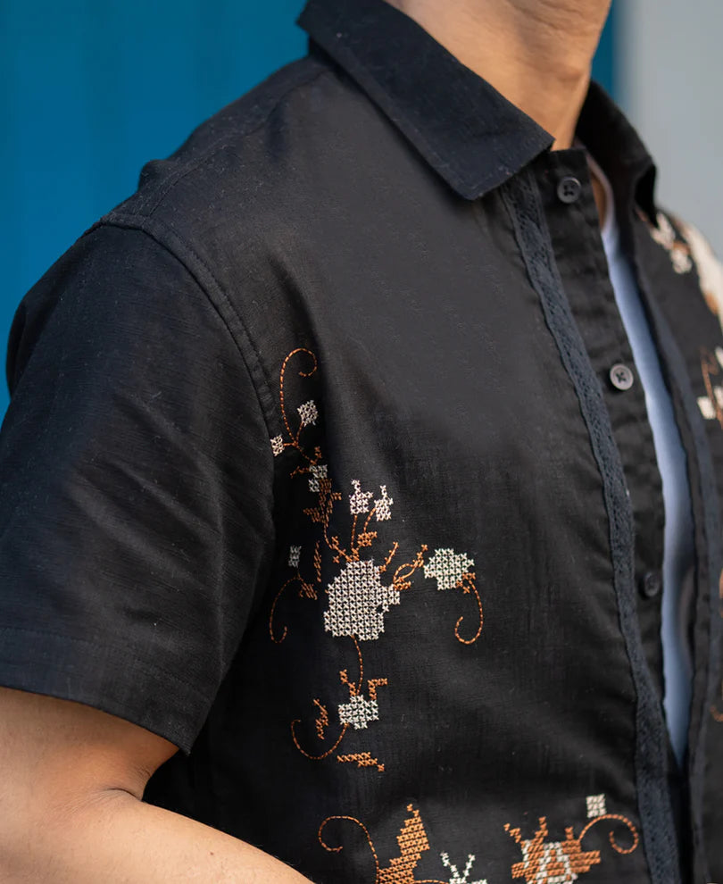 Black Embroidered Shirt