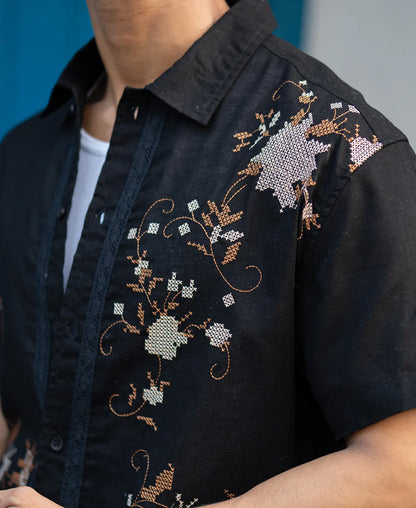 Black Embroidered Shirt